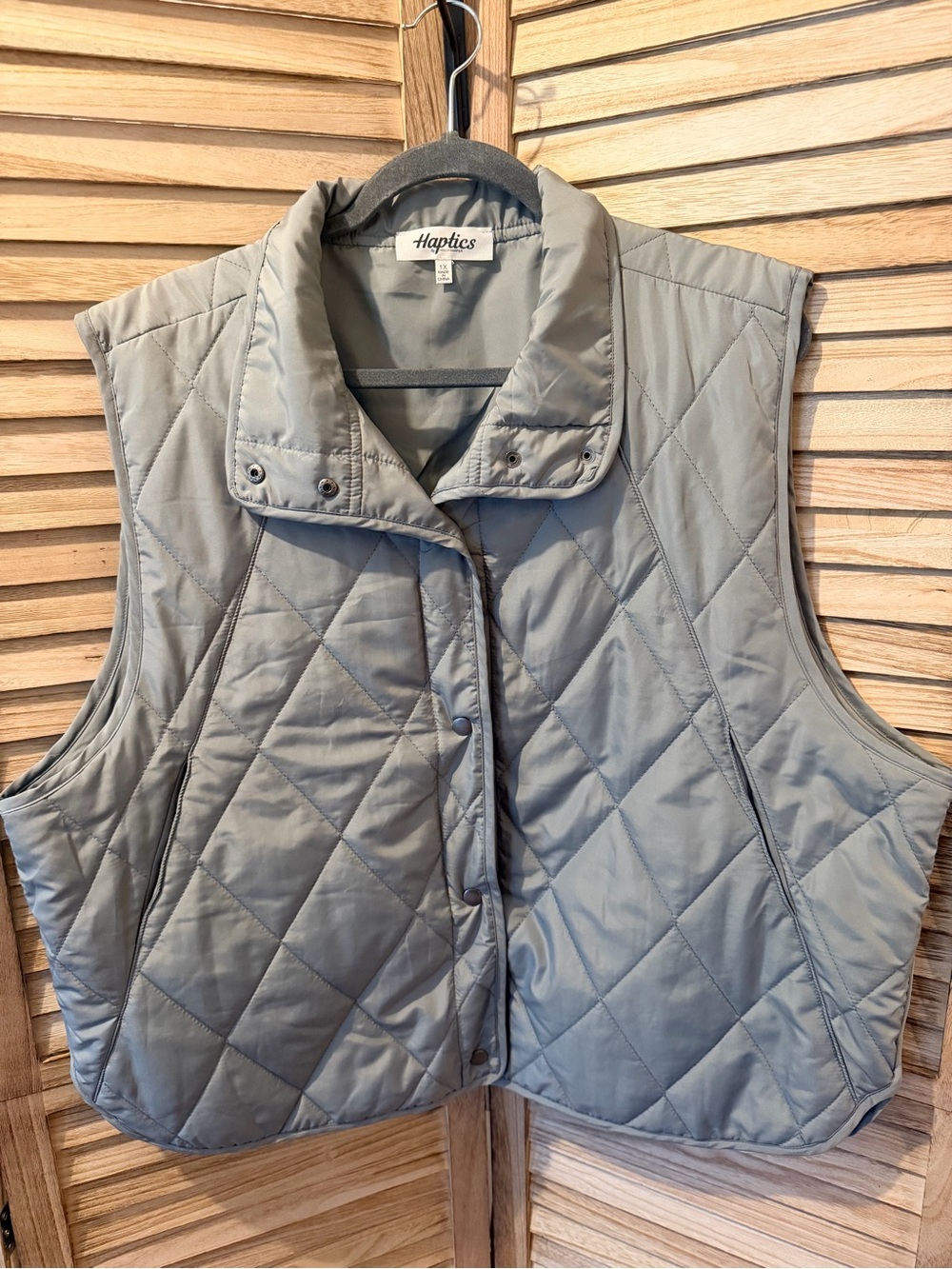 Haptics Quilted Sleeveless Vest in Sage